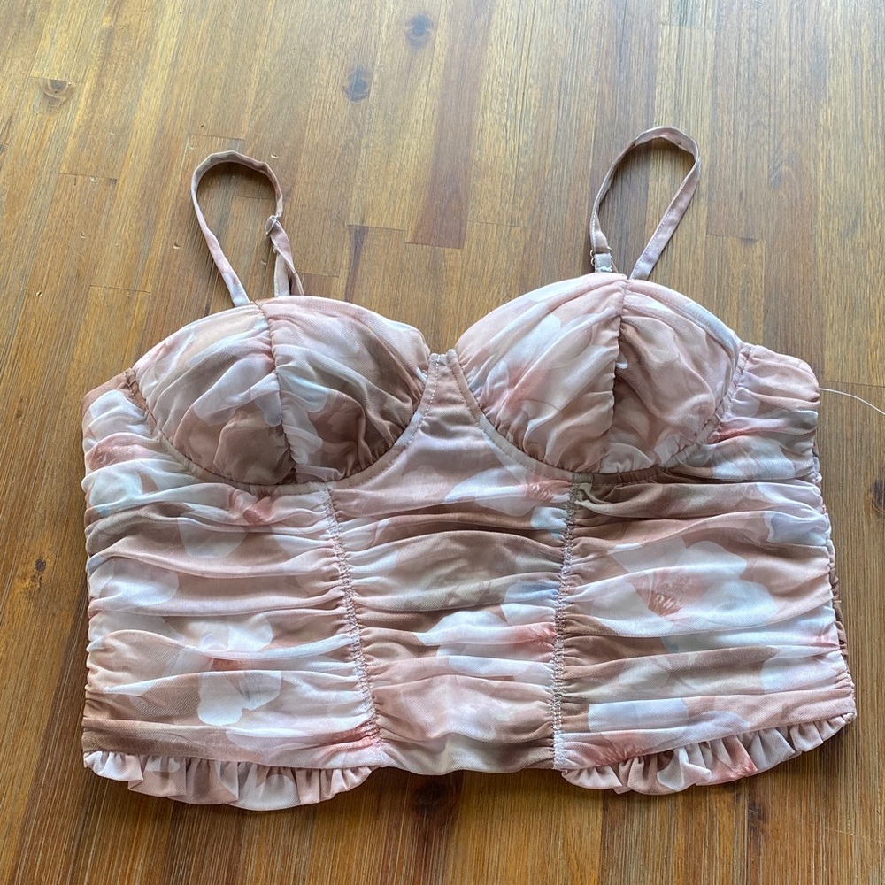 Madden NYc Floral Ruched Bustier Top. NWOT AZ Med